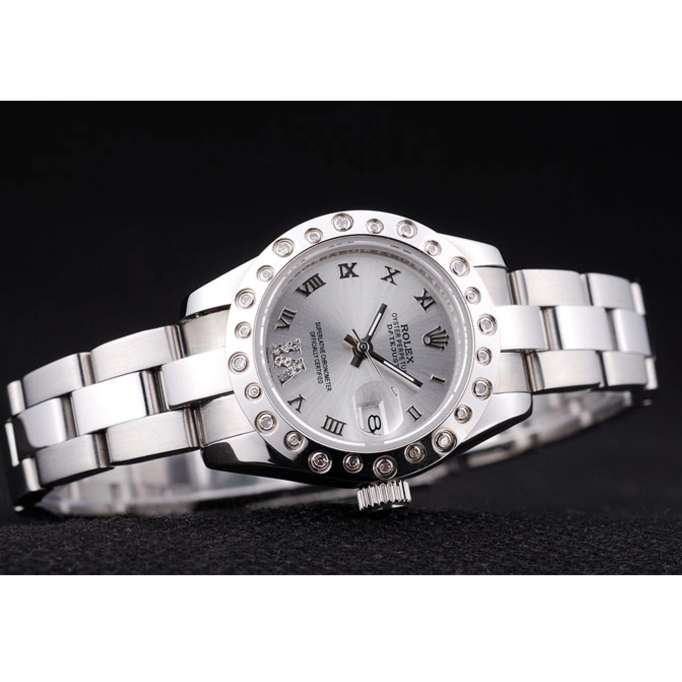 AAA Replica Watches Polished Silver 7474 Dial Silver Bezel Datejust Rolex Diamonds 0615